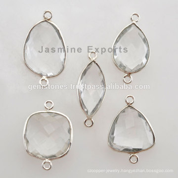 Wholesale Bezel Setting Crystal Quartz 925 Silver Gemstone Connectors Suppliers